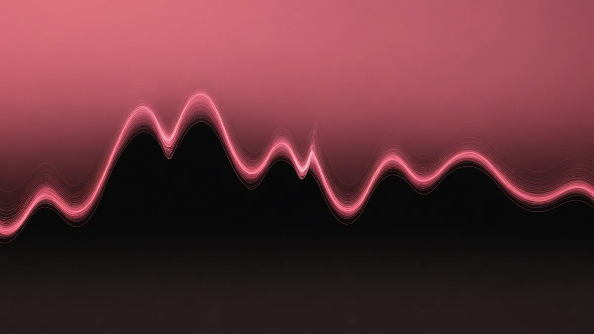 Rose-toned abstract soundwaves representing faster writing by voice